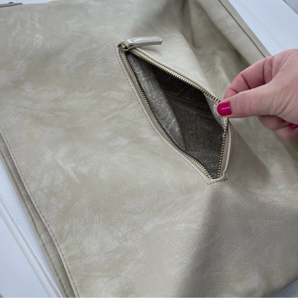 SHIRALEAH Brooklyn Vegan Ivory Hobo Purse Bag
